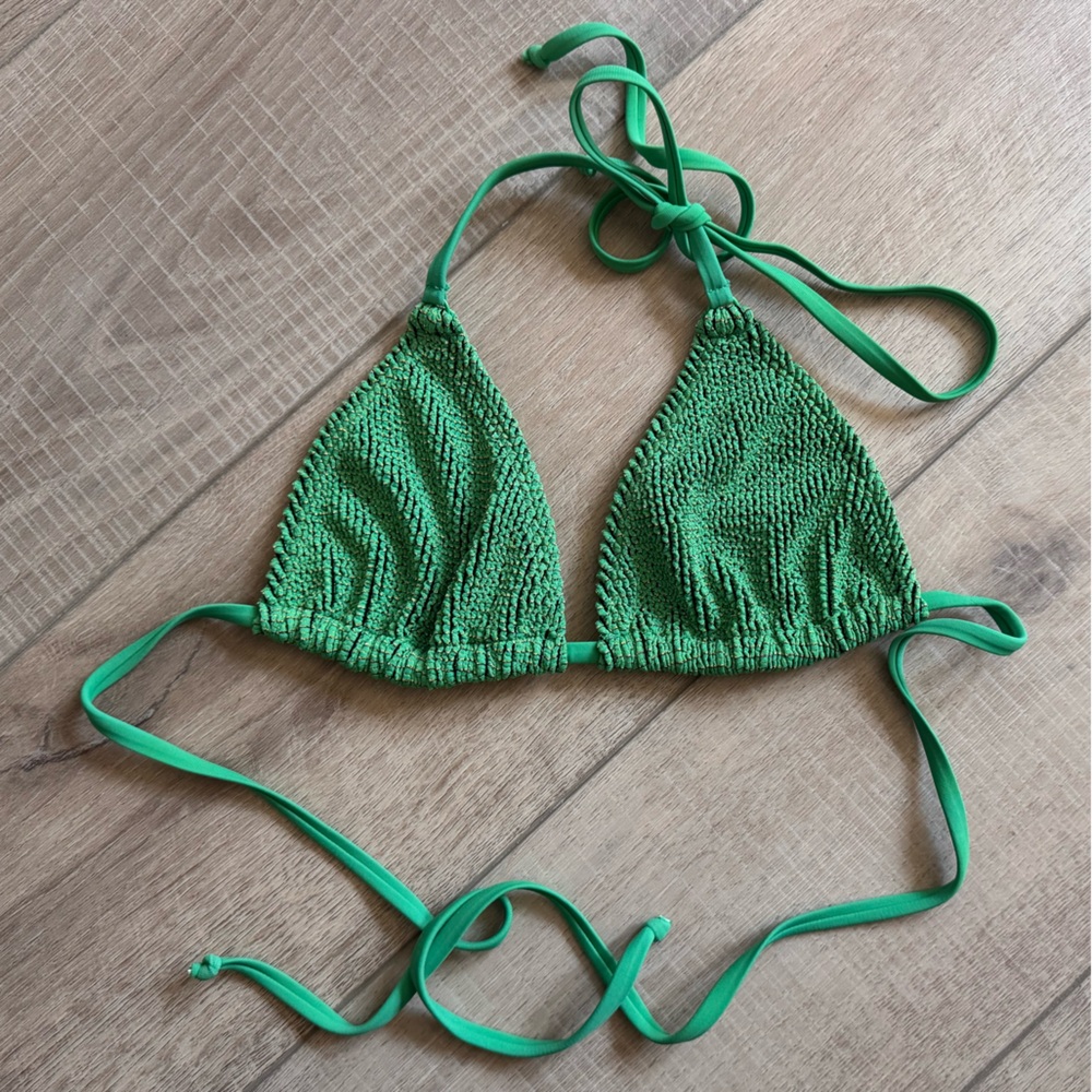 Green Textured Triangle Bikini Top Beach Summer Vacation Coastal Festival